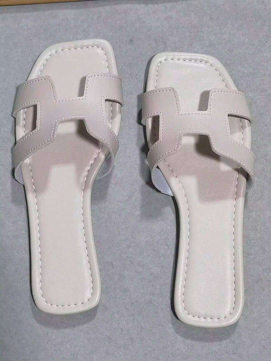 2025 Summer New H-Shape Fashion Flat Sandals, Simple Outdoor Beach Casual Slippers For Women